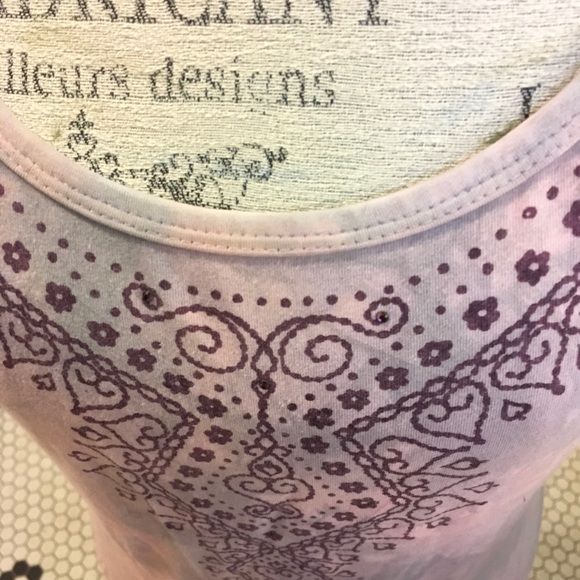 Purple tie dye exercise tank top with mendala - Picture 2 of 4